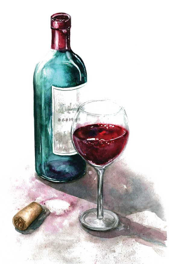 Of Watercolor Glass Painting Red Wine Clipart