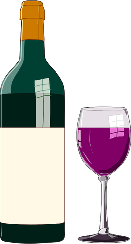Red Wine Bottle And Glass In Clipart