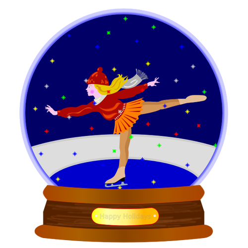 Ice Skater In A Crystal Ball Clipart