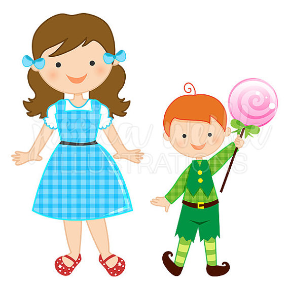 Just Dorothy And The Munchkins Cute Digital Clipart