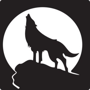 Wolf Howling At The Moon Vector Clipart