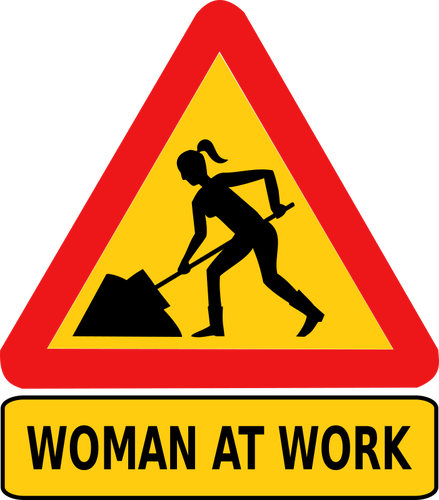 Woman At Work Road Sign Clipart