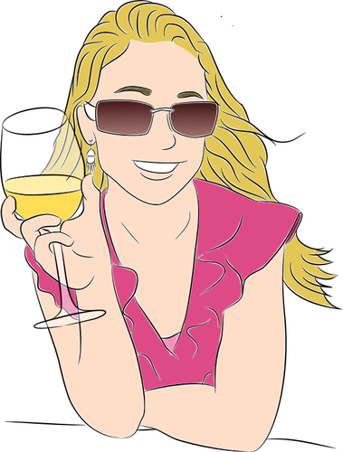 Woman Tasting Wine Clipart