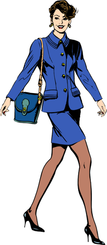 Of Business Woman In A Blue Suit Clipart