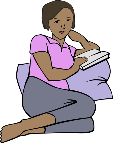 African Woman Reading Clipart