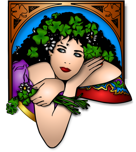 Illustration Of Woman Leaning Through Window Clipart
