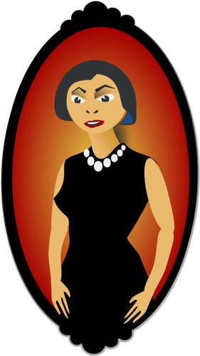 Of Woman In Black Oval Portrait Clipart
