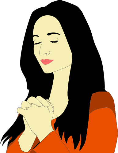 Woman Praying Illustration Clipart