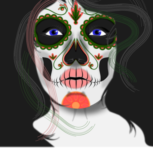 Of Woman With Face Painted Mask Clipart