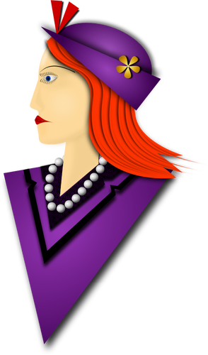 Of Elegant Woman With Purple Hat Clipart