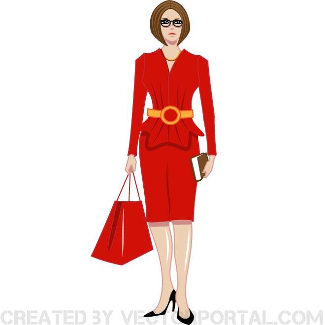 Woman Lady In Red Vector Freevectors Clipart