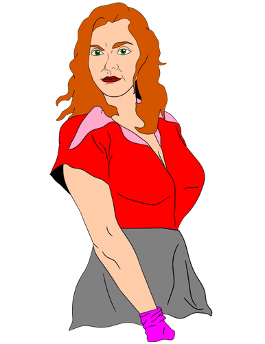 Of Man Looking Woman In Red Shirt Clipart