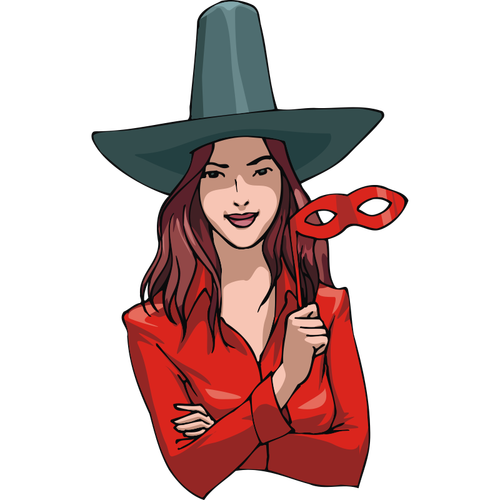 Woman In Witch Costume Clipart