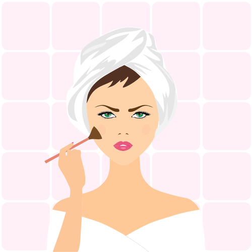 Image Of Woman Applying Makeup Clipart