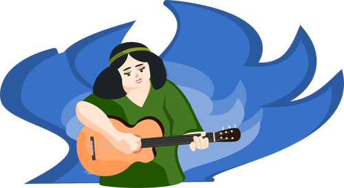 Woman Playing Guitar Clipart