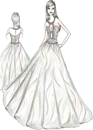 Woman In Fashionable Dress Clipart