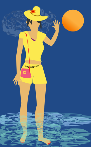 Beach Woman In Water Clipart
