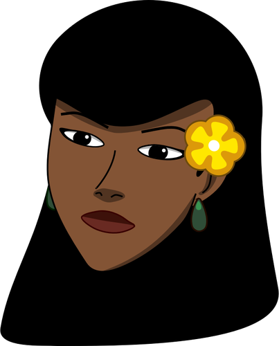 Of Woman With A Flower Behind Ear Clipart