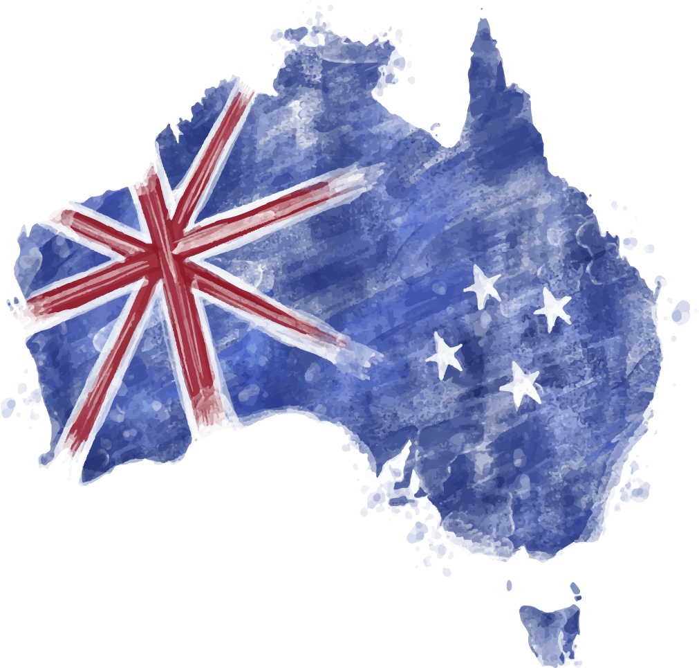 Blue Map Australia Of Watercolor Flag Clipart