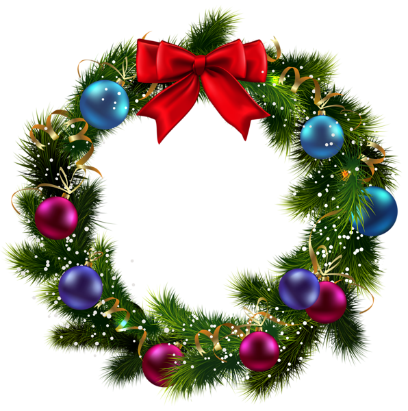 Transparent Christmas Decorated Wreath 3D Clipart Clipart
