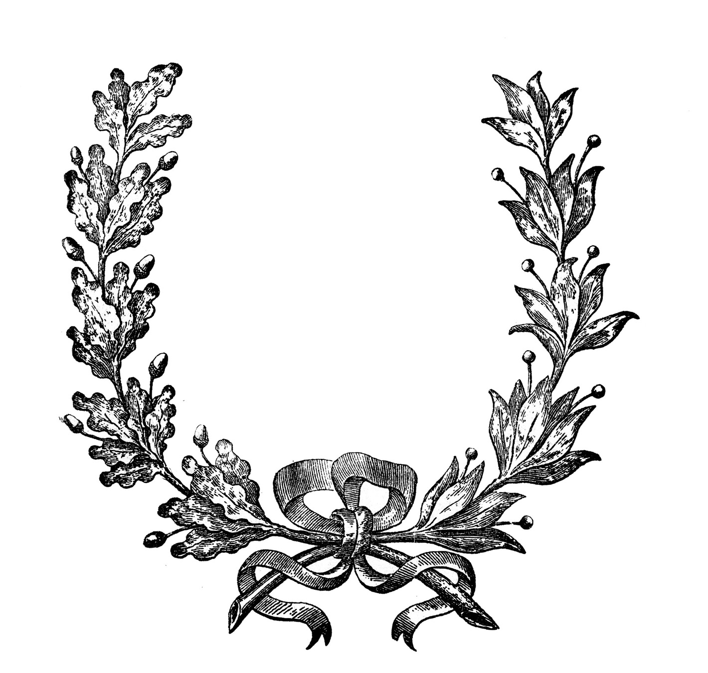 Vintage French Wreath Engraving The Graphics Fairy Clipart