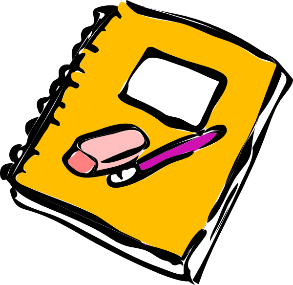 Writing Pencil Eraser And Journal At Vector Clipart