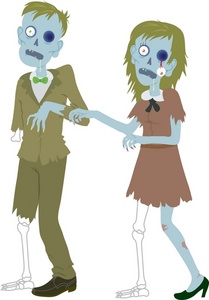 Zombie Image Man And Woman Halloween Costumes Clipart