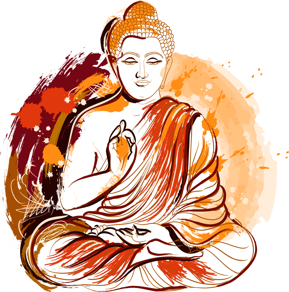 Seamless Pattern Buddha Sitting Orange Clothes Stock Vector, 45% OFF