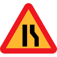 Road Narrows On Right Sign PNG Image
