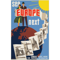 Graphics Of European Vintage Travel Poster PNG Image