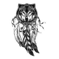 Gray Tattoo Dreamcatcher Wolf Avatar Drawing PNG Image