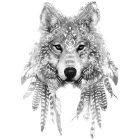 Gray Sleeve Tattoo Wolf Ink Drawing PNG Image
